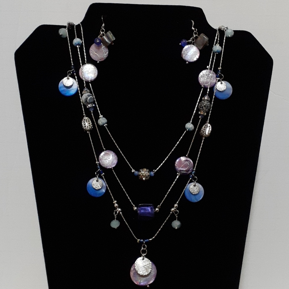 Christopher & Banks Jewelry Silvertone Necklace & Earrings.